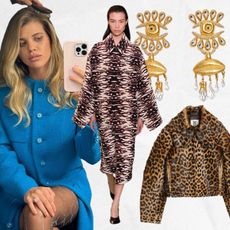 A collage showing off maximalist fashion items worn by Sofia Richie Grainge and a model at Tory Burch.