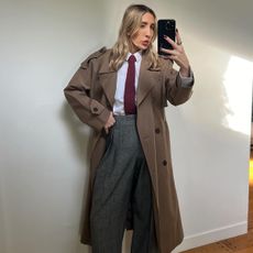 Influencer wearing a tie and trench coat