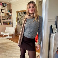 French women in grey sweater