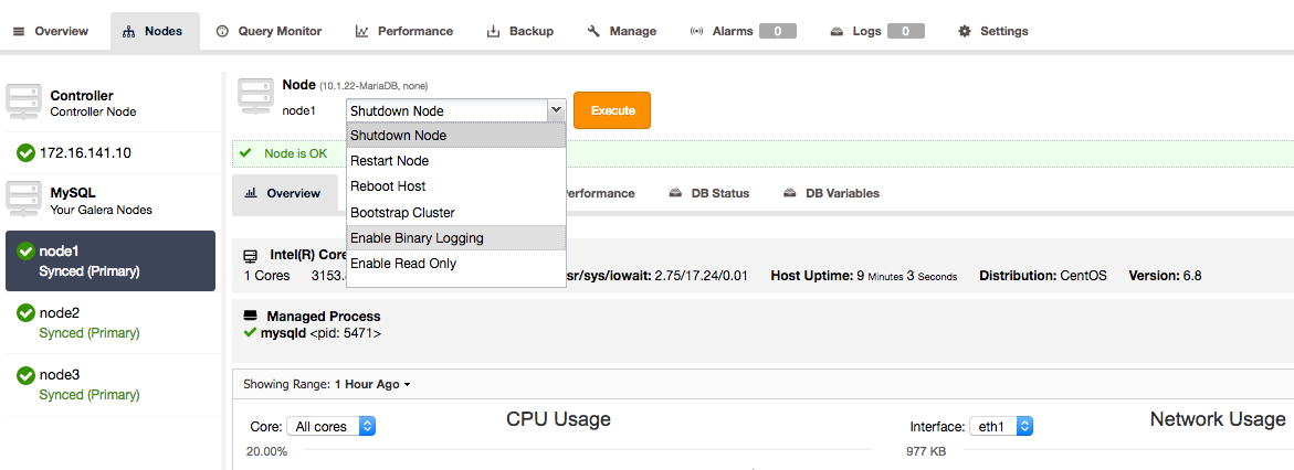 Enabling binary logging through ClusterControl