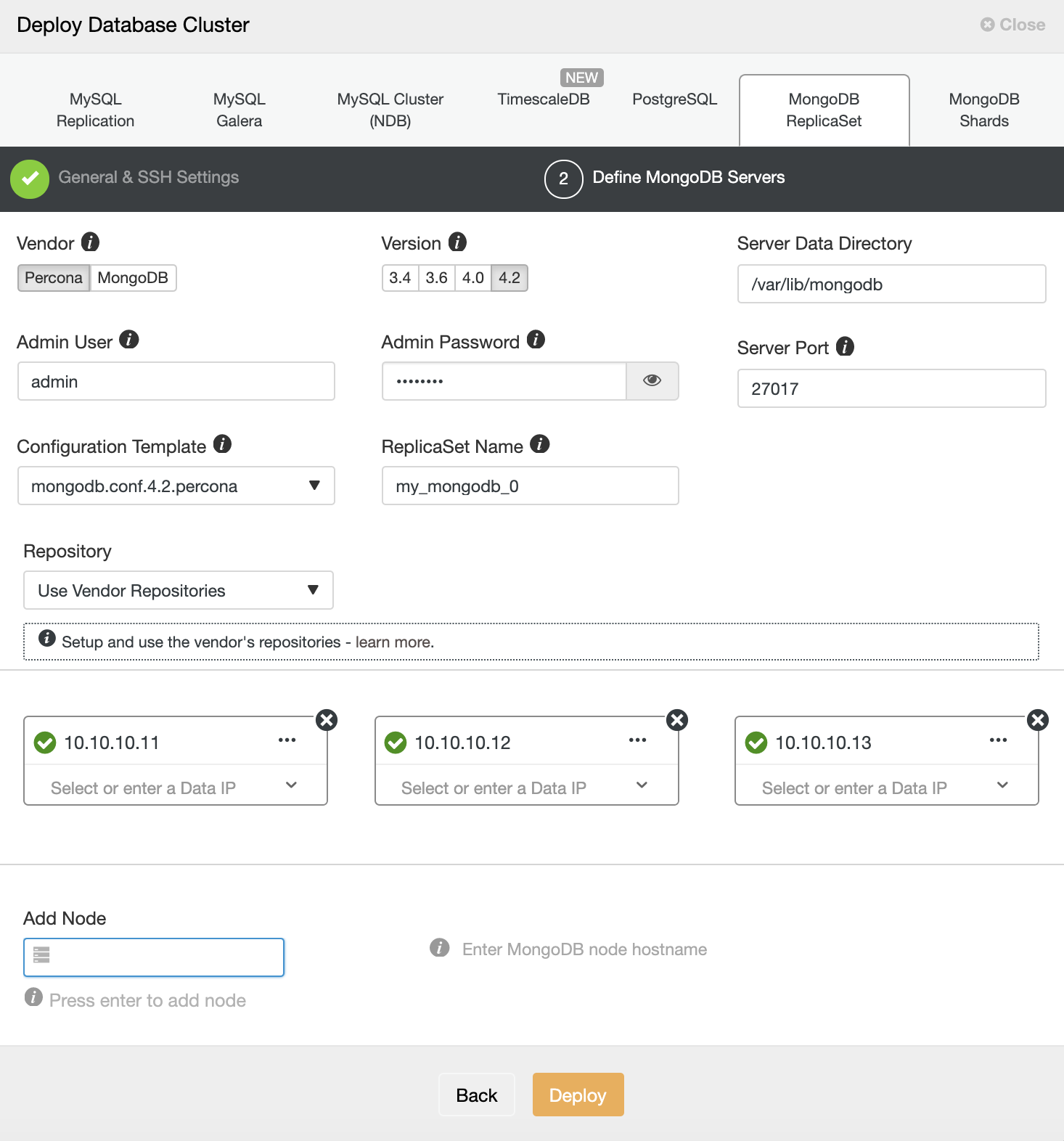 Deploy Percona Server for MongoDB using ClusterControl